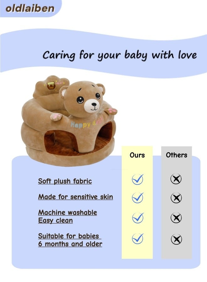 oldlaiben Baby Sitting Support Seat Sofa, Cartoon Cute Plush Baby Seat, Infant Learning Seat, Portable Baby Comfortable Floor Seat, Perfect Toddler Gift To Learn To Sit（Bear） - Image 5